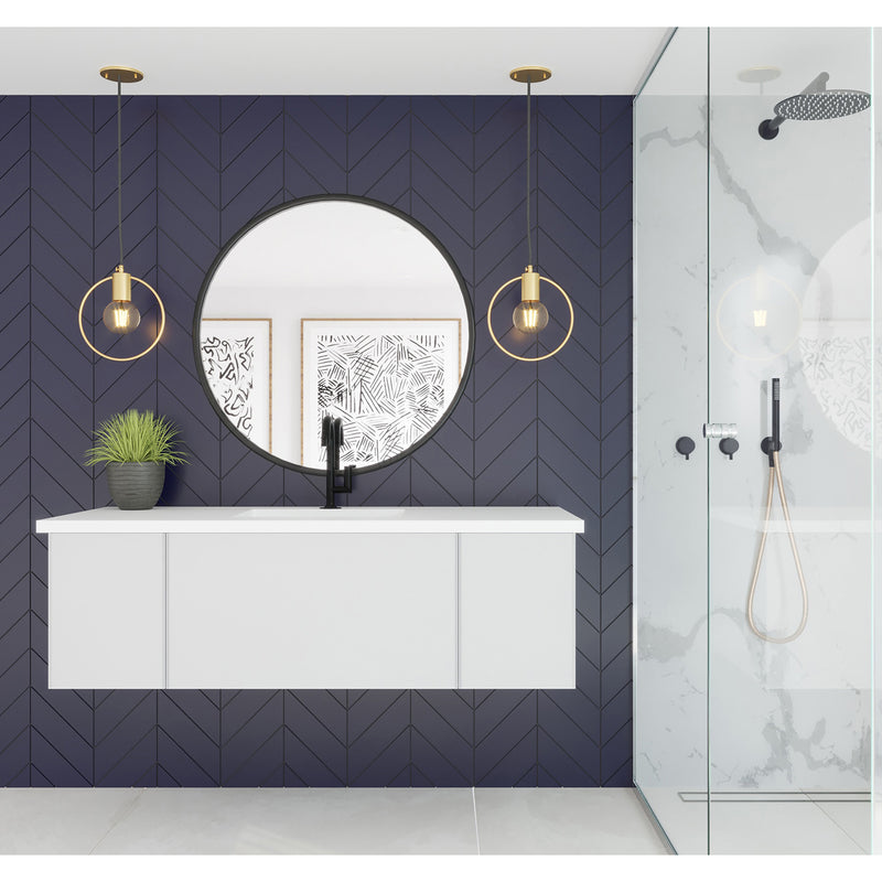 Laviva Vitri 54" Cloud White Bathroom Vanity with VIVA Stone Matte White Solid Surface Countertop 313VTR-54CW-MW