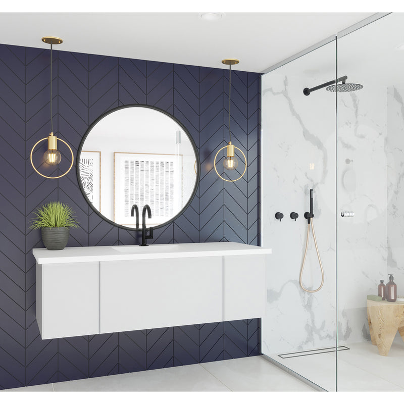 Laviva Vitri 54" Cloud White Bathroom Vanity with VIVA Stone Matte White Solid Surface Countertop 313VTR-54CW-MW