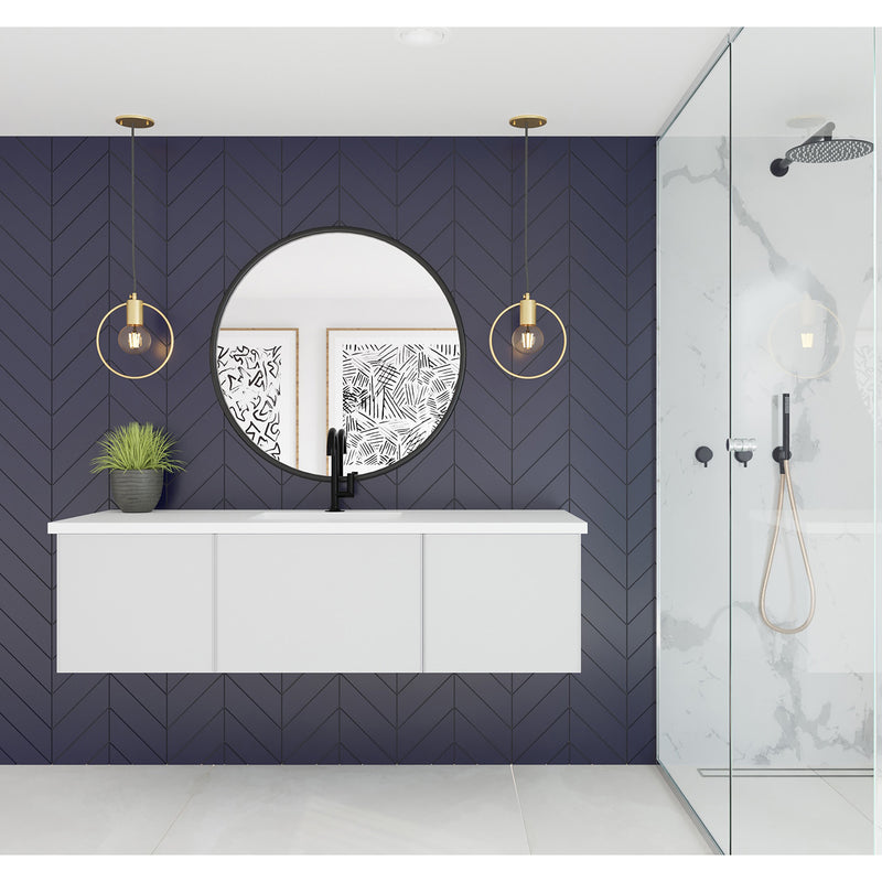 Laviva Vitri 60" Cloud White Single Sink Bathroom Vanity with VIVA Stone Matte White Solid Surface Countertop 313VTR-60CCW-MW