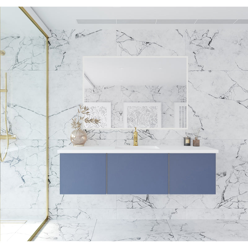 Laviva Vitri 60" Nautical Blue Single Sink Bathroom Vanity with VIVA Stone Matte White Solid Surface Countertop 313VTR-60CNB-MW