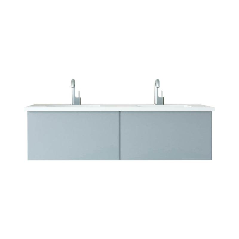 Laviva Vitri 60" Fossil Gray Double Sink Bathroom Vanity with VIVA Stone Matte White Solid Surface Countertop 313VTR-60DFG-MW