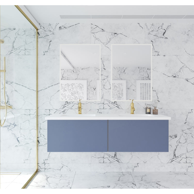 Laviva Vitri 60" Nautical Blue Double Sink Bathroom Vanity with VIVA Stone Matte White Solid Surface Countertop 313VTR-60DNB-MW