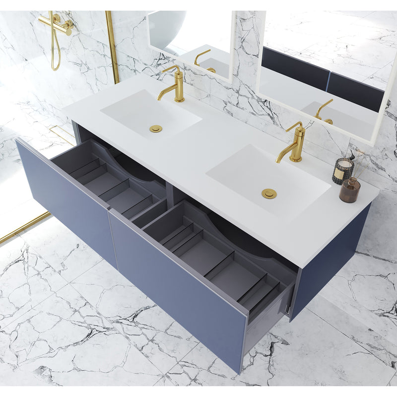 Laviva Vitri 60" Nautical Blue Double Sink Bathroom Vanity with VIVA Stone Matte White Solid Surface Countertop 313VTR-60DNB-MW