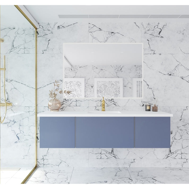 Laviva Vitri 66" Nautical Blue Single Sink Bathroom Vanity with VIVA Stone Matte White Solid Surface Countertop 313VTR-66NB-MW