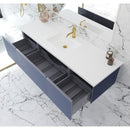 Laviva Vitri 66" Nautical Blue Single Sink Bathroom Vanity with VIVA Stone Matte White Solid Surface Countertop 313VTR-66NB-MW