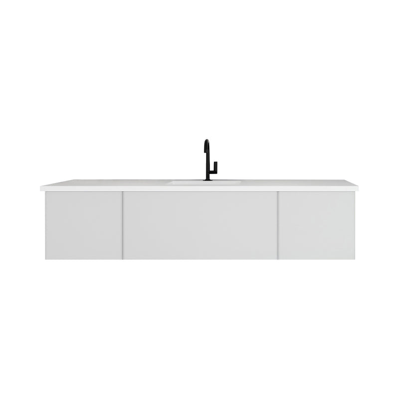 Laviva Vitri 72" Cloud White Single Sink Bathroom Vanity with VIVA Stone Matte White Solid Surface Countertop 313VTR-72CCW-MW