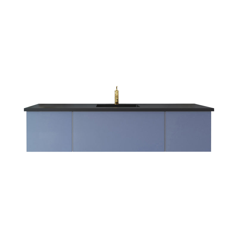 Laviva Vitri 72" Nautical Blue Single Sink Bathroom Vanity with VIVA Stone Matte Black Solid Surface Countertop 313VTR-72CNB-MB