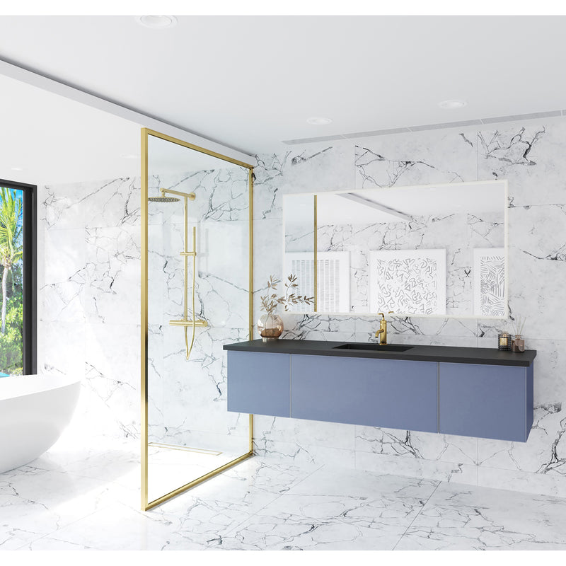 Laviva Vitri 72" Nautical Blue Single Sink Bathroom Vanity with VIVA Stone Matte Black Solid Surface Countertop 313VTR-72CNB-MB