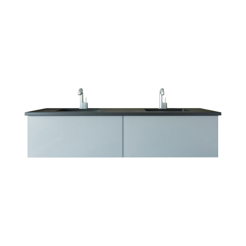 Laviva Vitri 72" Fossil Gray Double Sink Bathroom Vanity with VIVA Stone Matte Black Solid Surface Countertop 313VTR-72DFG-MB