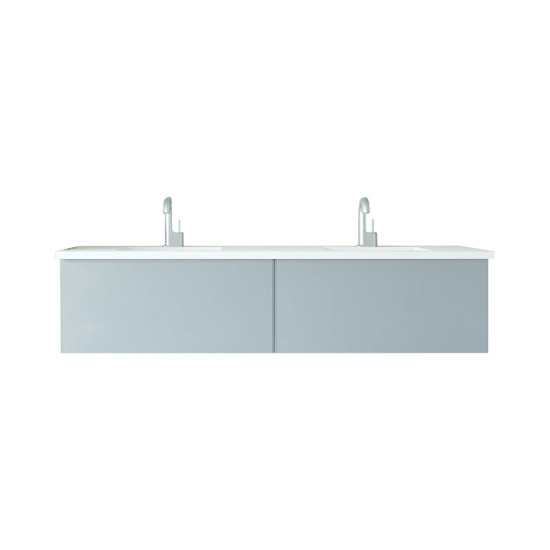 Laviva Vitri 72" Fossil Gray Double Sink Bathroom Vanity with VIVA Stone Matte White Solid Surface Countertop 313VTR-72DFG-MW