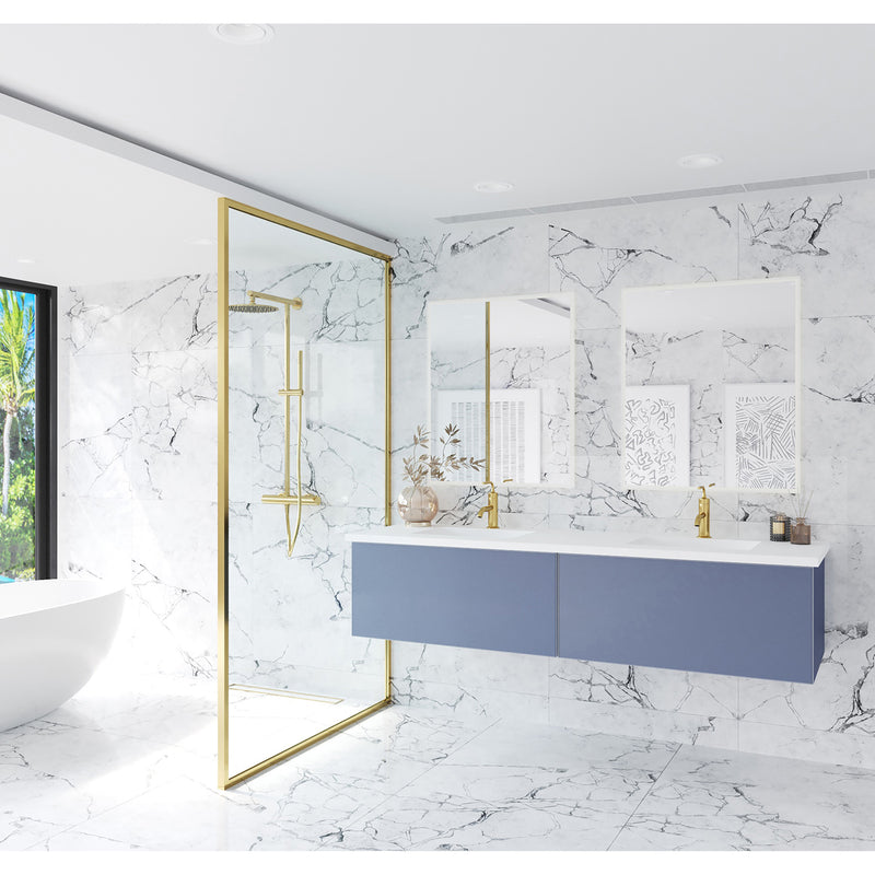 Laviva Vitri 72" Nautical Blue Double Sink Bathroom Vanity with VIVA Stone Matte White Solid Surface Countertop 313VTR-72DNB-MW