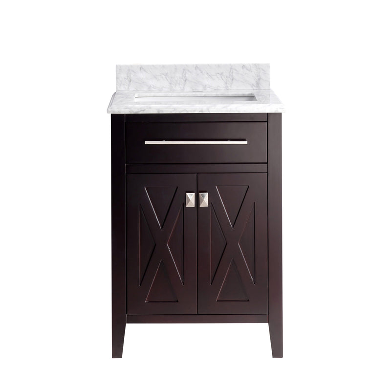 Laviva Wimbledon 24" Brown Bathroom Vanity with White Carrara Marble Countertop 313YG319-24B-WC