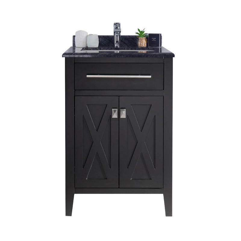 Laviva Wimbledon 24" Espresso Bathroom Vanity with Black Wood Marble Countertop 313YG319-24E-BW
