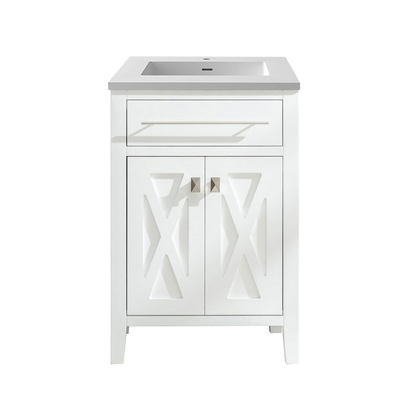 Laviva Wimbledon 24" White Bathroom Vanity with Matte White VIVA Stone Solid Surface Countertop 313YG319-24W-MW