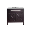 Laviva Wimbledon 36" Brown Bathroom Vanity with Matte White VIVA Stone Solid Surface Countertop 313YG319-36B-MW