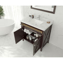 Laviva Wimbledon 36" Brown Bathroom Vanity with Matte White VIVA Stone Solid Surface Countertop 313YG319-36B-MW