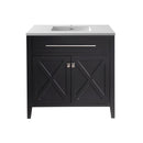 Laviva Wimbledon 36" Espresso Bathroom Vanity with Matte White VIVA Stone Solid Surface Countertop 313YG319-36E-MW