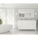 Laviva Wimbledon 60" White Double Sink Bathroom Vanity with Matte White VIVA Stone Solid Surface Countertop 313YG319-60W-MW