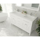 Laviva Wimbledon 60" White Double Sink Bathroom Vanity with Matte White VIVA Stone Solid Surface Countertop 313YG319-60W-MW