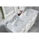 James Martin Brittany 60" Bright White Double Vanity with 3 cm Carrara Marble Top 650-V60D-BW-3CAR