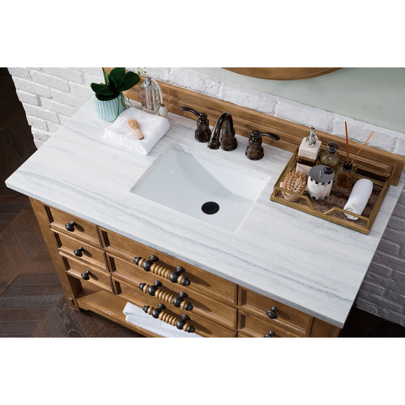 James Martin Malibu 48" Honey Alder Single Vanity with 3 cm Arctic Fall Solid Surface Top 500-V48-HON-3AF