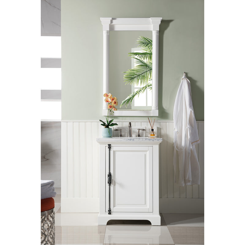 James Martin Providence 26" Bright White Single Vanity with 3 cm Arctic Fall Solid Surface Top 238-105-V26-BW-3AF