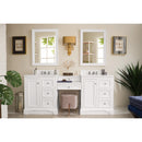 James Martin De Soto 82" Double Vanity Set Bright White with Makeup Table 3 cm Arctic Fall Solid Surface Top 825-V82-BW-DU-AF