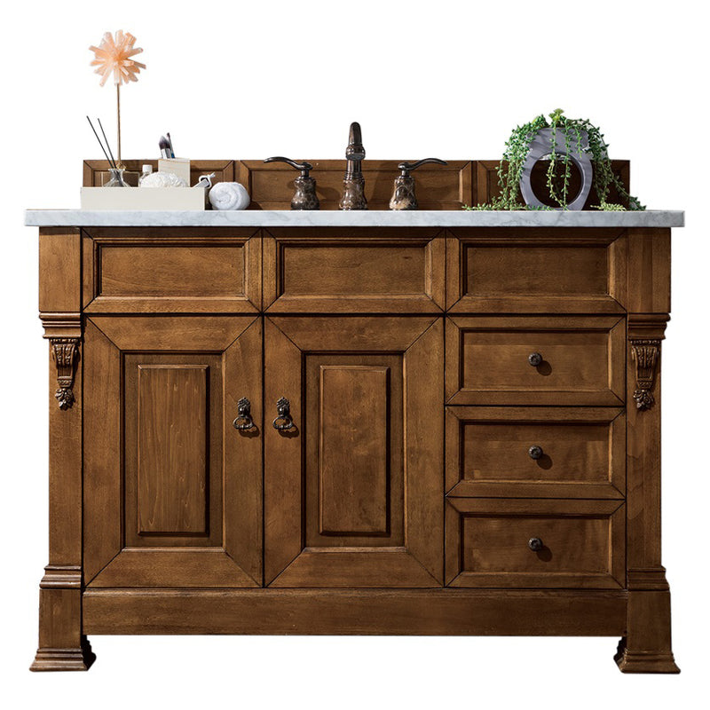 James Martin Brookfield 48" Country Oak Single Vanity with 3 cm Arctic Fall Solid Surface Top 147-114-5276-3AF