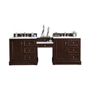 James Martin De Soto 94" Double Vanity Set Burnished Mahogany with Makeup Table 3 cm Classic White Quartz Top 825-V94-BNM-DU-CLW