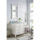 James Martin Brittany 30" Single Vanity Bright White with 3 cm Carrara Marble Top 650-V30-BW-3CAR