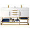 James Martin Columbia 59" Double Vanity Glossy White Radiant Gold with Glossy White Composite Top 388-V59D-GW-RG-GW