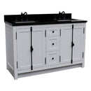 Bellaterra 55" Double Vanity" Glacier Ash Finish Top With Black Galaxy And Rectangle Sink 400100-55-GA-BG