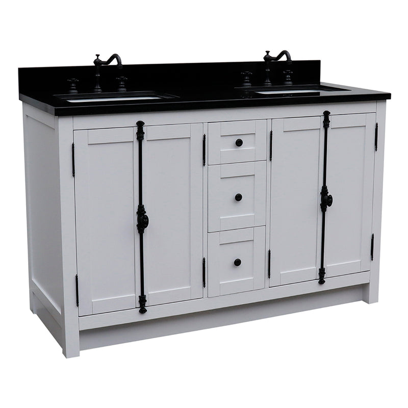 Bellaterra 55" Double Vanity" Glacier Ash Finish Top With Black Galaxy And Rectangle Sink 400100-55-GA-BG