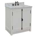 Bellaterra 31" Single Vanity" Glacier Ash Finish Top With White Carrara And Rectangle Sink 400100-GA-WMR