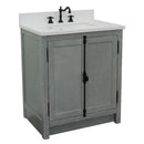 Bellaterra 31" Single Vanity" Gray Ash Finish Top With White Quartz And Rectangle Sink 400100-GYA-WER