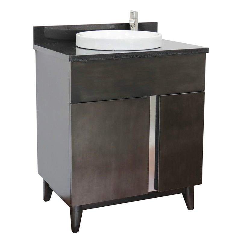 Bellaterra 31" Single Vanity" Silvery Brown Finish Top With Black Galaxy And Round Sink 400200-SB-BGRD