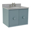 Bellaterra 31" Single Wall Mount Vanity" Aqua Blue Finish Top With Gray Granite And Oval Sink 400400-CAB-AB-GYO