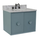 Bellaterra 31" Single Wall Mount Vanity" Aqua Blue Finish Top With White Carrara And Oval Sink 400400-CAB-AB-WMO