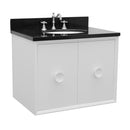 Bellaterra 31" Single Wall Mount Vanity" White Finish Top With Black Galaxy And Oval Sink 400400-CAB-WH-BGO