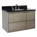 Bellaterra 37" Single Wall Mount Vanity" Linen Brown Finish Top With Black Galaxy And Oval Sink 400500-CAB-LN-BGO