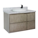 Bellaterra 37" Single Wall Mount Vanity" Linen Brown Finish Top With White Carrara And Round Sink 400500-CAB-LN-WMRD