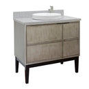 Bellaterra 37" Single Vanity" Linen Brown Finish Top With Gray Granite And Round Sink 400500-LN-GYRD
