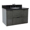 Bellaterra 37" Single Wall Mount Vanity" Linen Gray Finish Top With Black Galaxy And Oval Sink 400501-CAB-LY-BGO