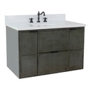 Bellaterra 37" Single Wall Mount Vanity" Linen Gray Finish Top With White Quartz And Rectangle Sink 400501-CAB-LY-WER