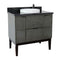 Bellaterra 37" Single Vanity" Linen Gray Finish Top With Black Galaxy And Round Sink 400501-LY-BGRD