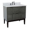 Bellaterra 37" Single Vanity" Linen Gray Finish Top With White Carrara And Oval Sink 400501-LY-WMO