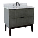 Bellaterra 37" Single Vanity" Linen Gray Finish Top With White Carrara And Rectangle Sink 400501-LY-WMR