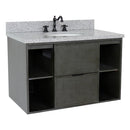 Bellaterra 37" Single Wall Mount Vanity" Linen Gray Finish Top With Gray Granite And Oval Sink 400502-CAB-LY-GYO