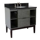 Bellaterra 37" Single Vanity" Linen Gray Finish Top With Black Galaxy And Oval Sink 400502-LY-BGO