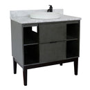 Bellaterra 37" Single Vanity" Linen Gray Finish Top With White Carrara And Round Sink 400502-LY-WMRD